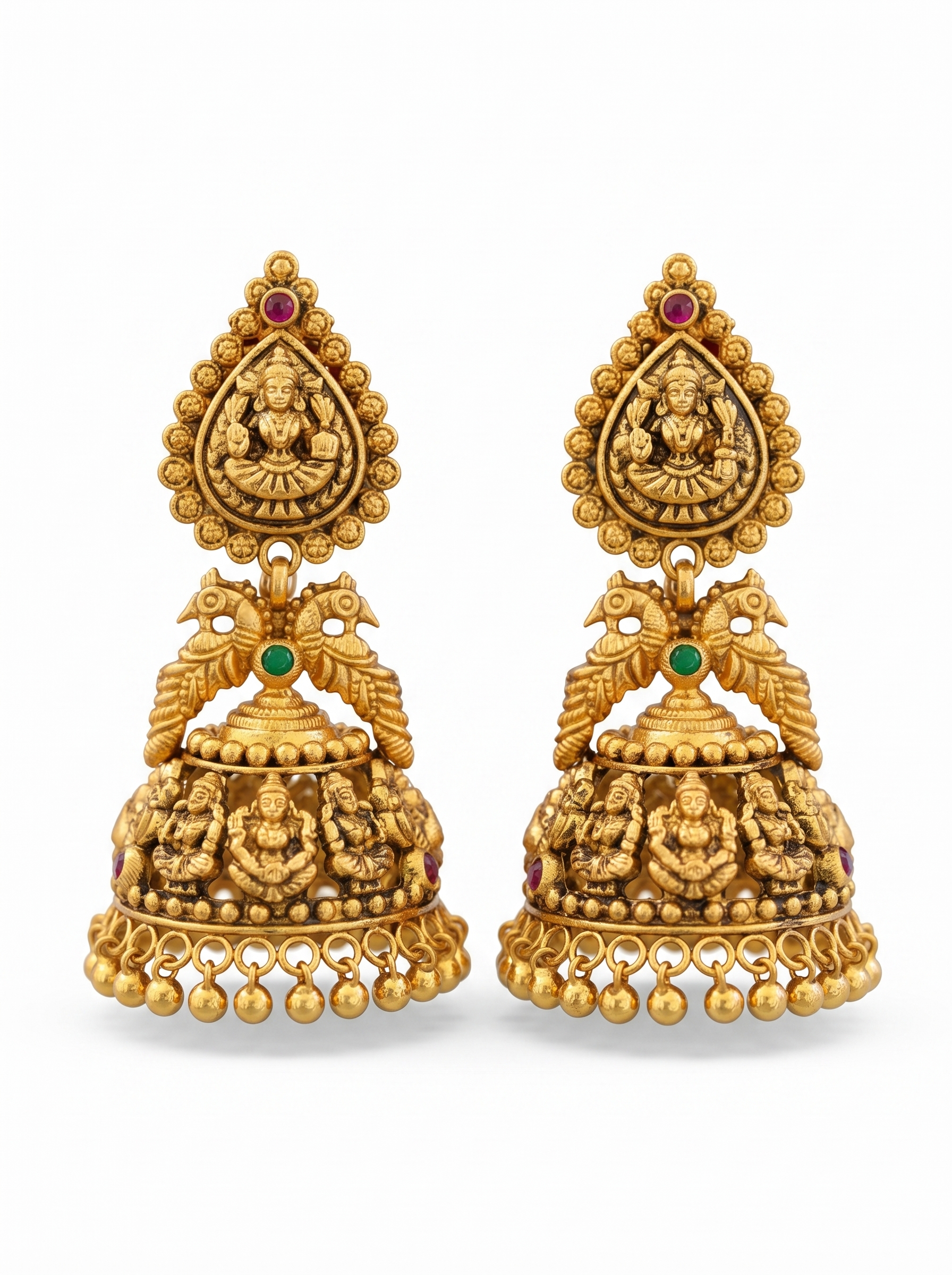 Ruby Studded Statement Jhumkas