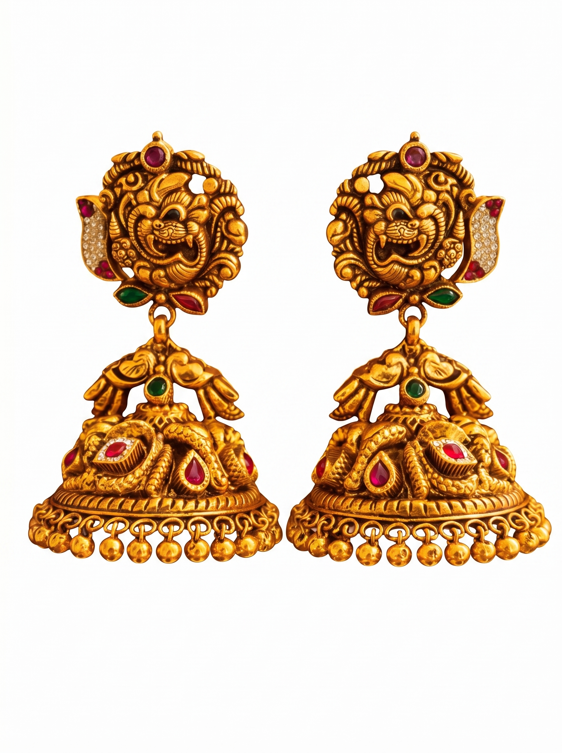 Ruby Studded Statement Jhumkas
