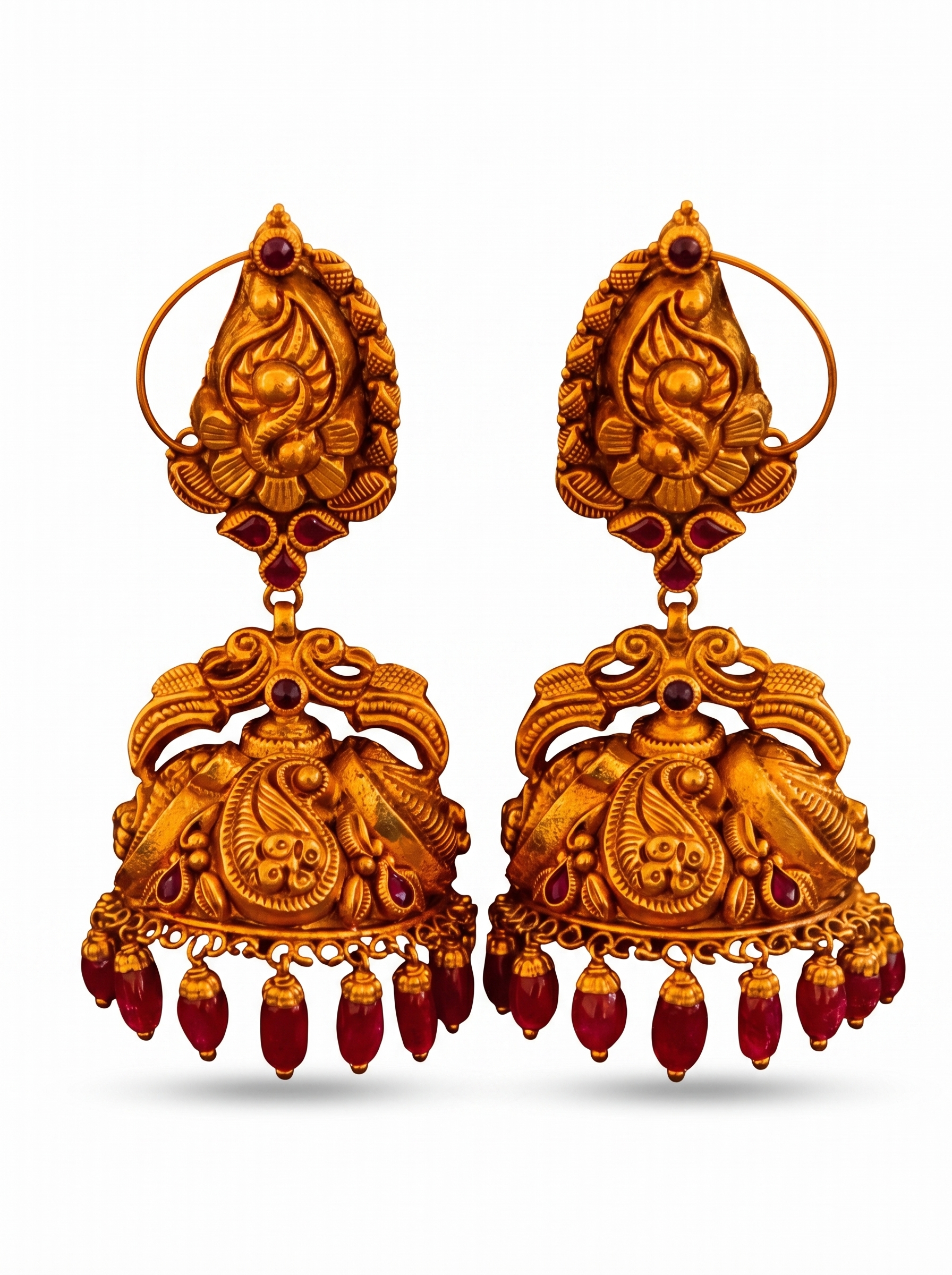 Ruby Studded Statement Jhumkas