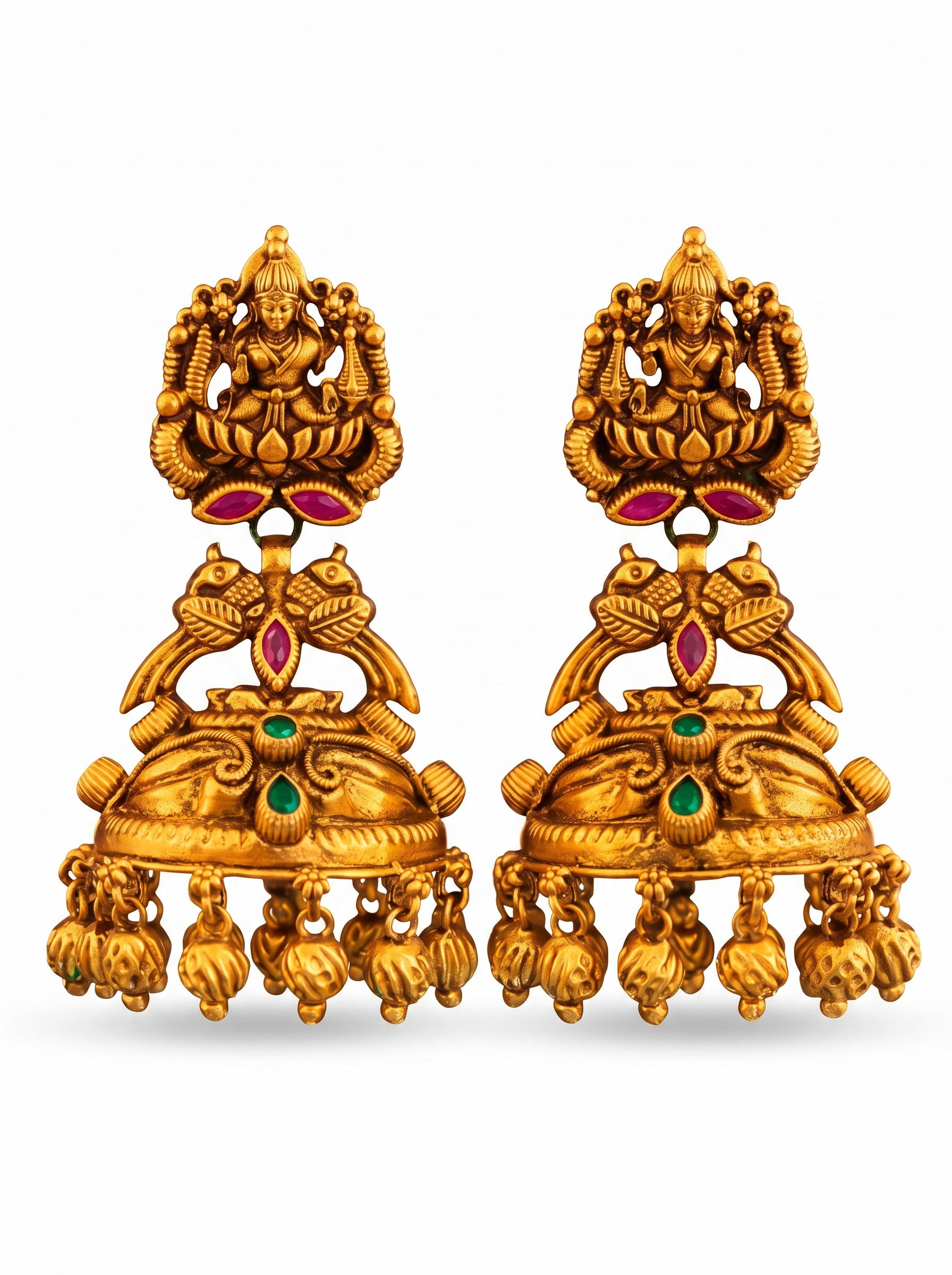 Ruby Studded Statement Jhumkas