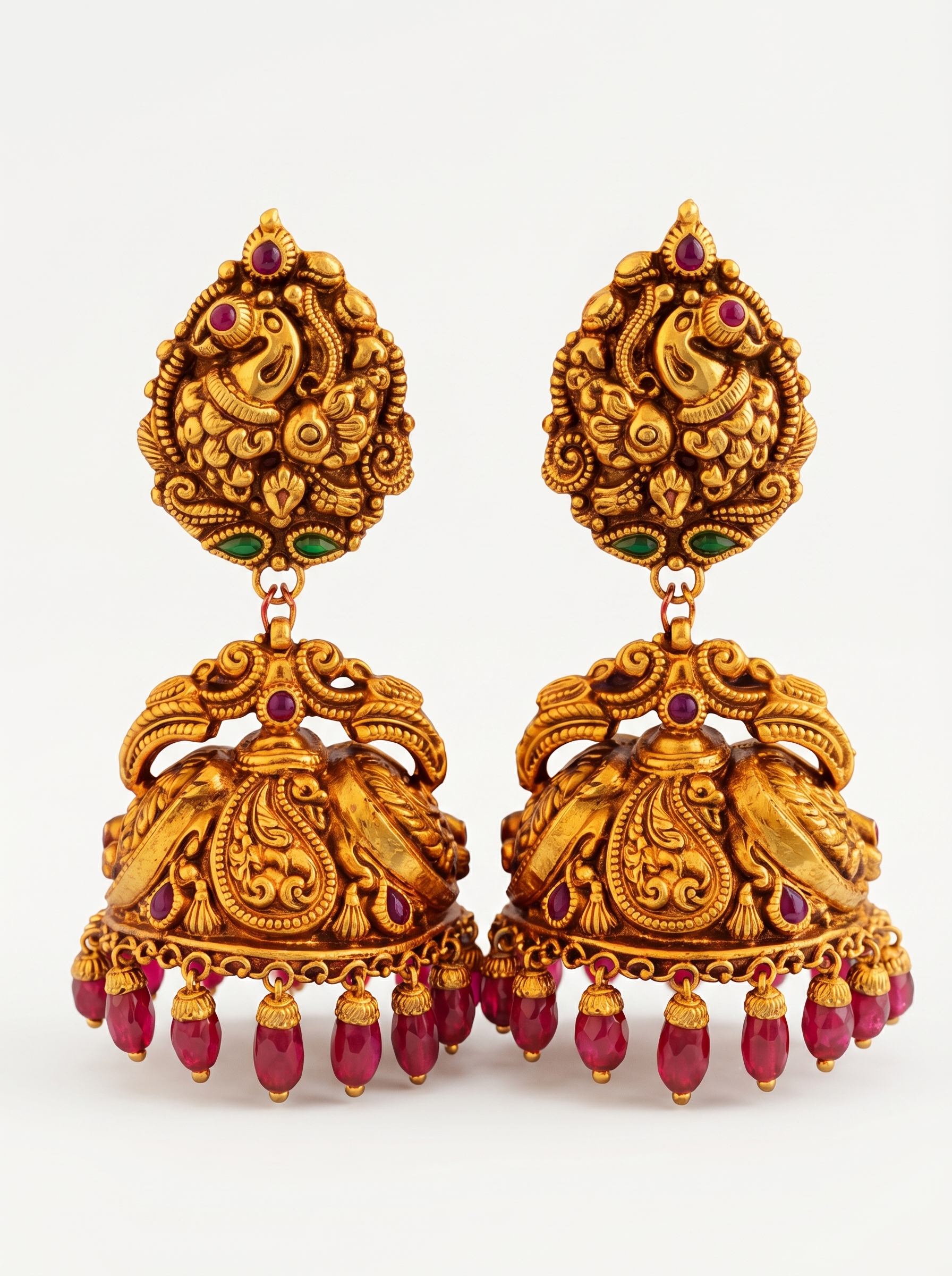 Ruby Studded Statement Jhumkas