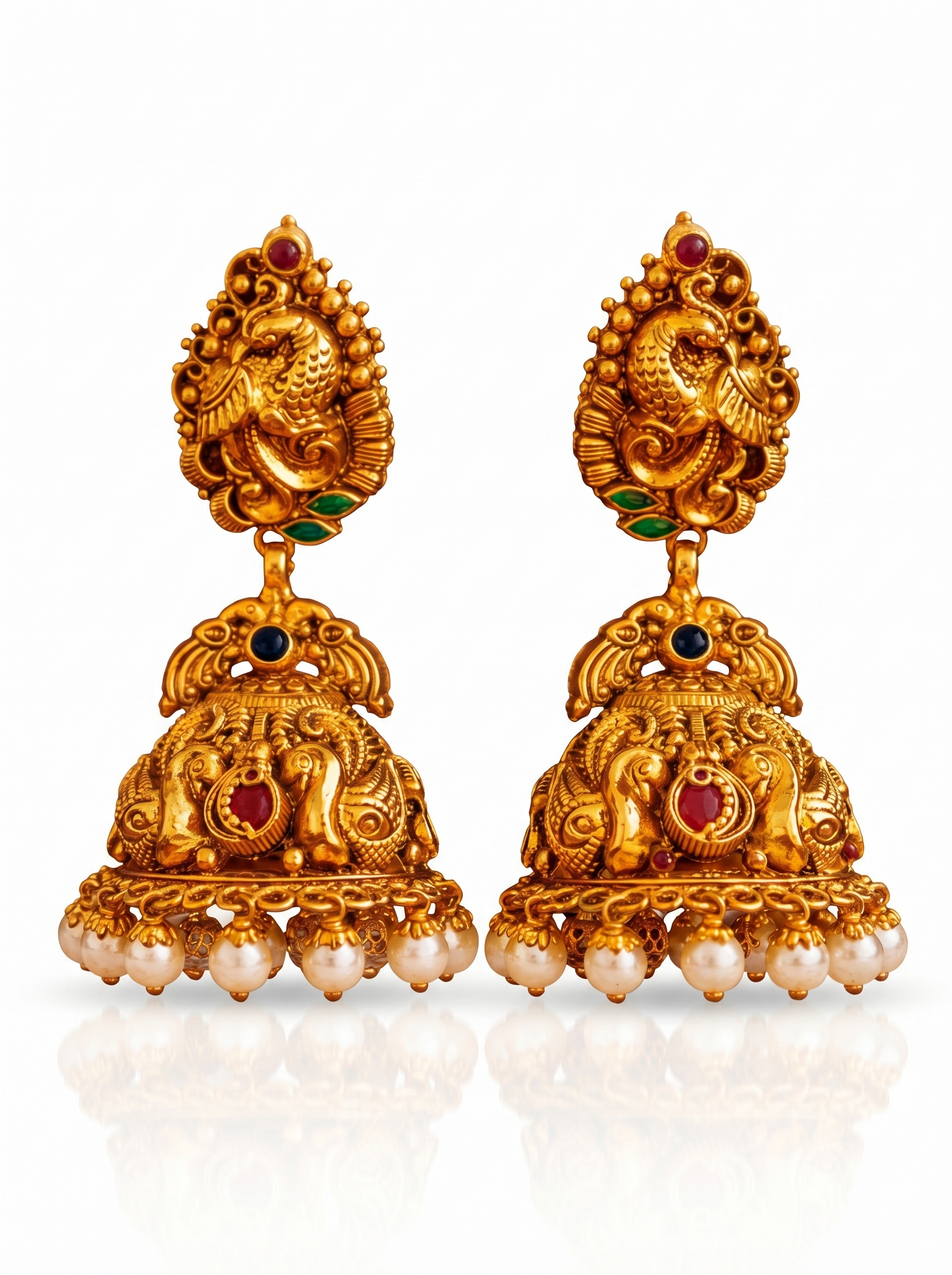 Ruby Studded Statement Jhumkas