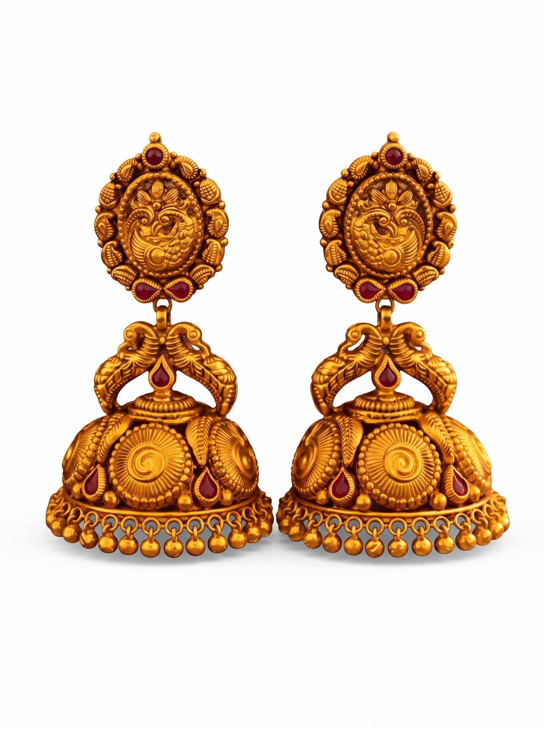 Ruby Studded Statement Jhumkas