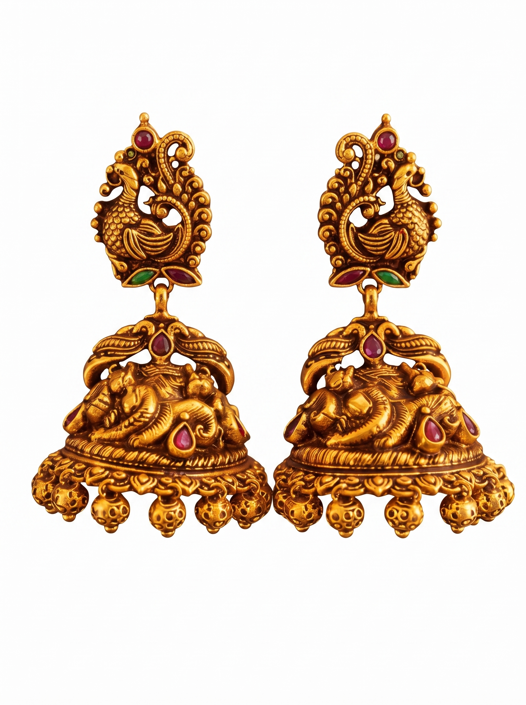 Ruby Studded Statement Jhumkas