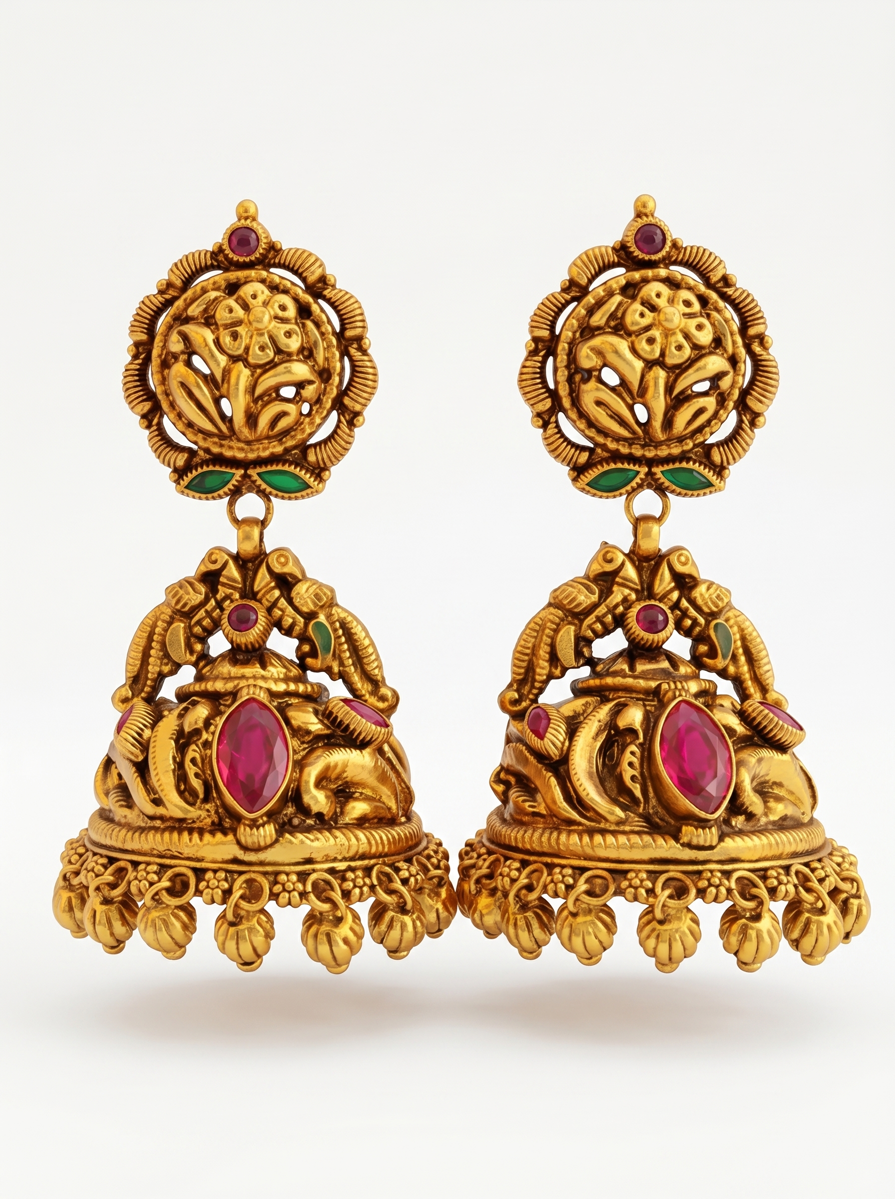 Ruby Studded Statement Jhumkas