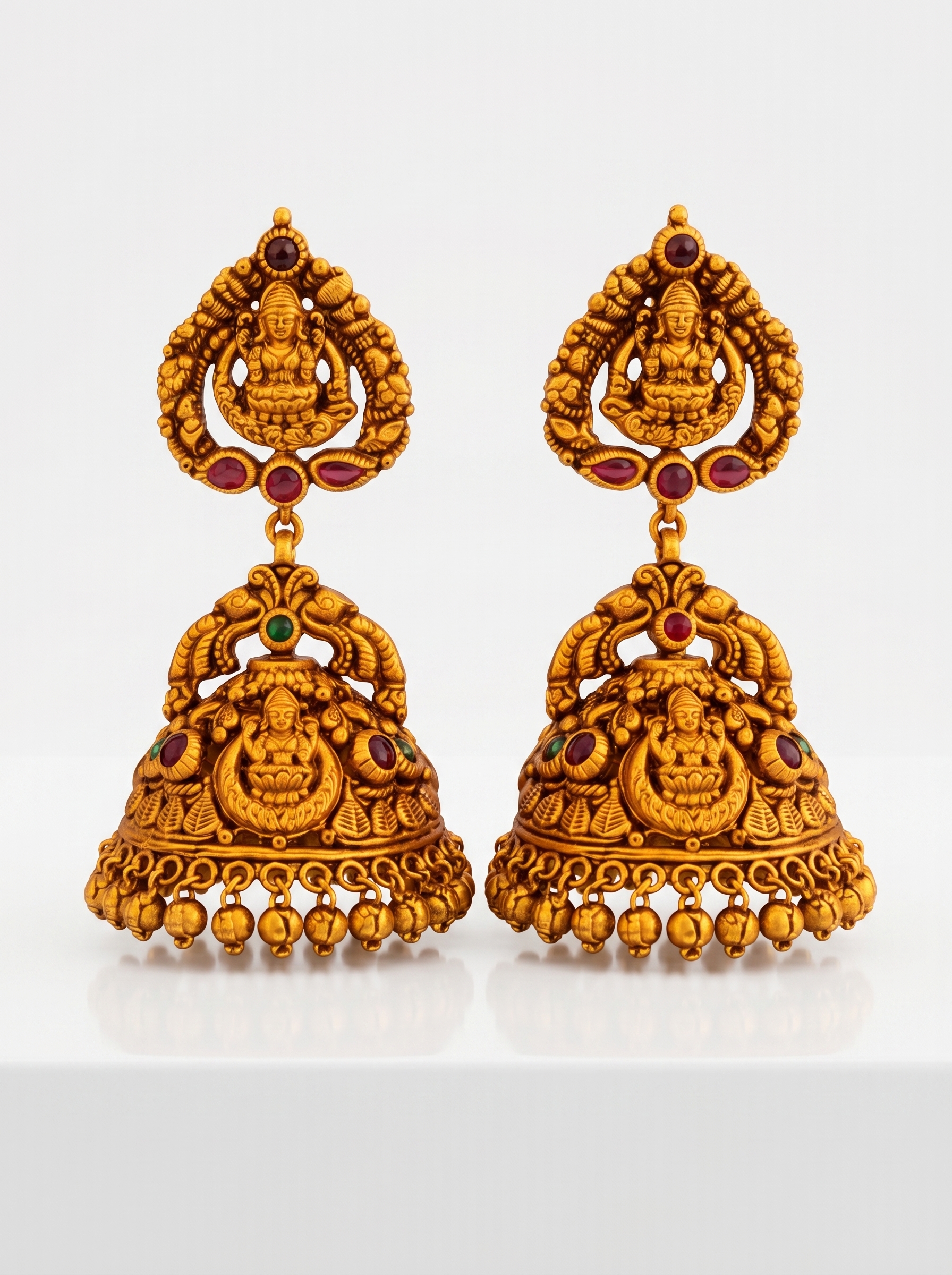 Ruby Studded Statement Jhumkas