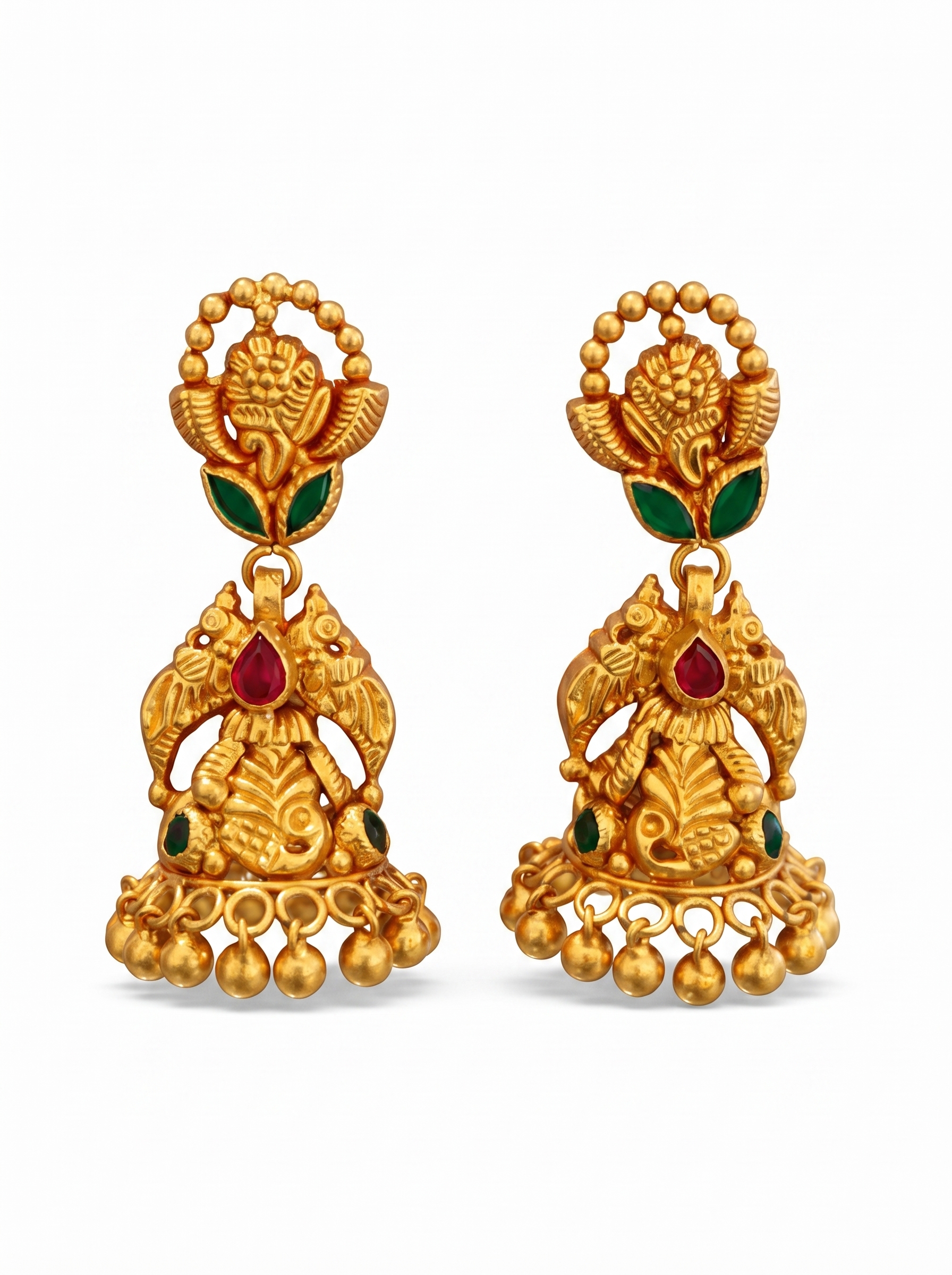 Ruby Studded Statement Jhumkas