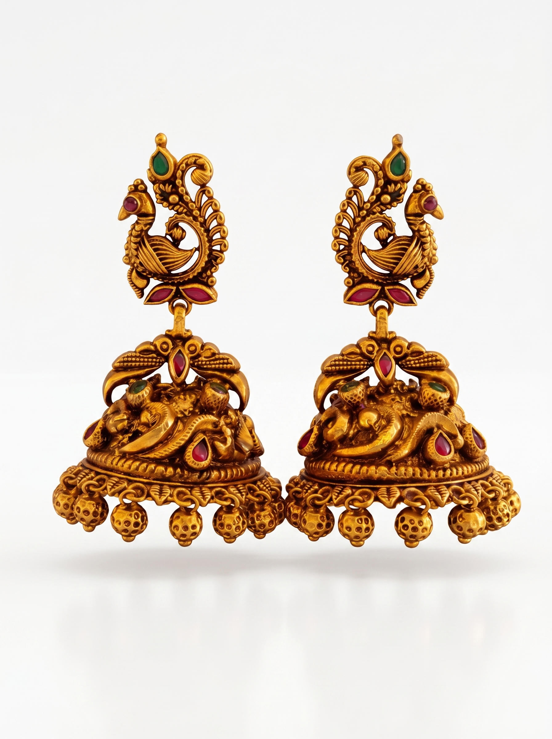 Ruby Studded Statement Jhumkas