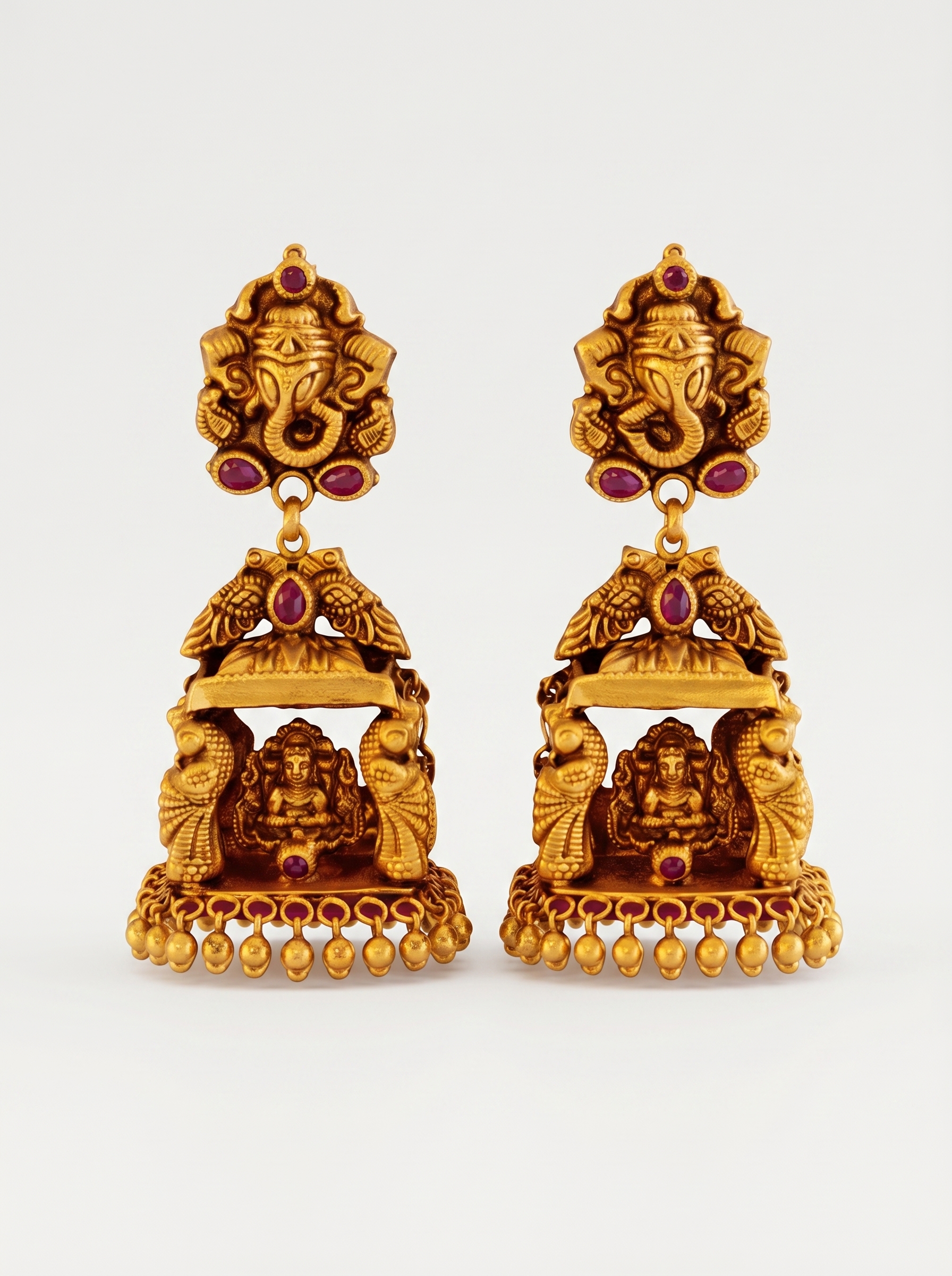 Ruby Studded Statement Jhumkas