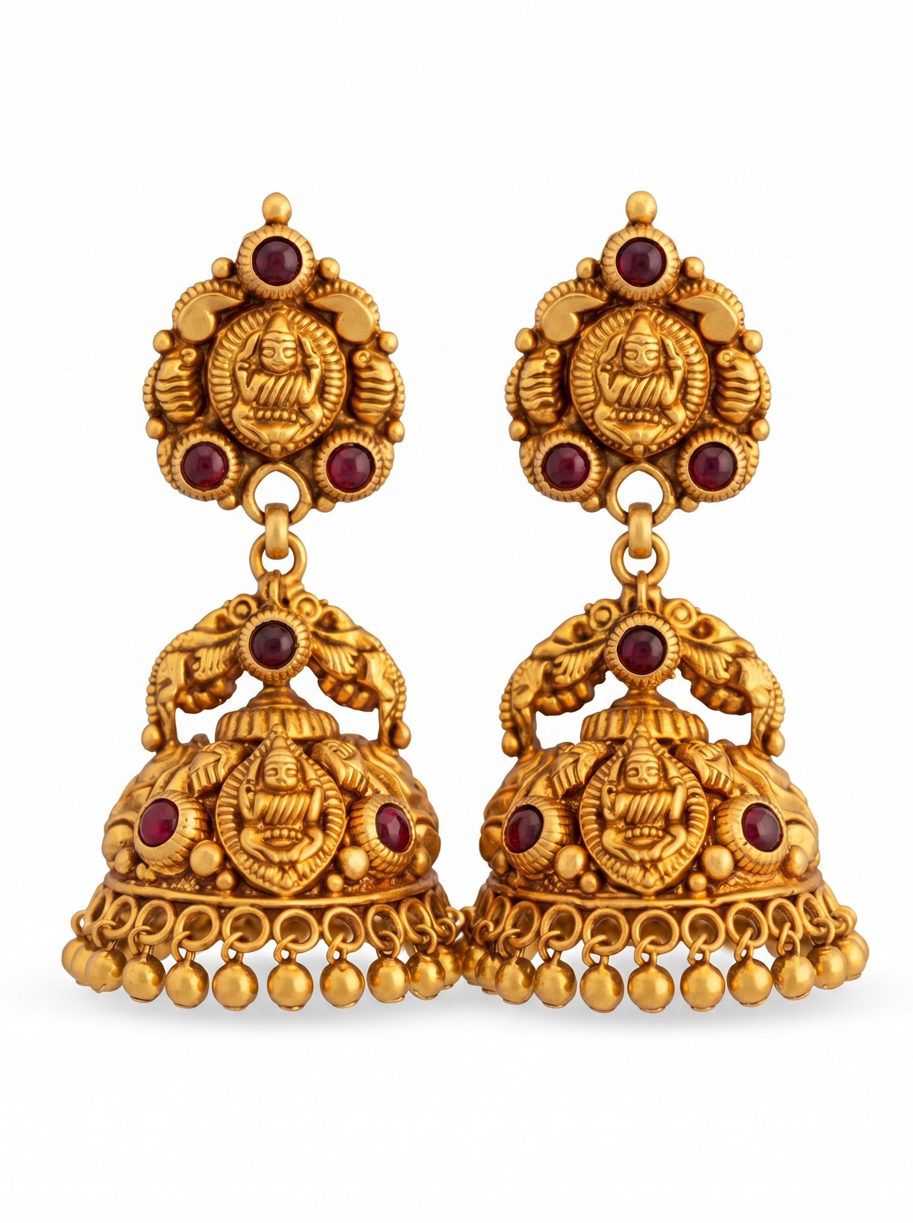 Ruby Studded Statement Jhumkas