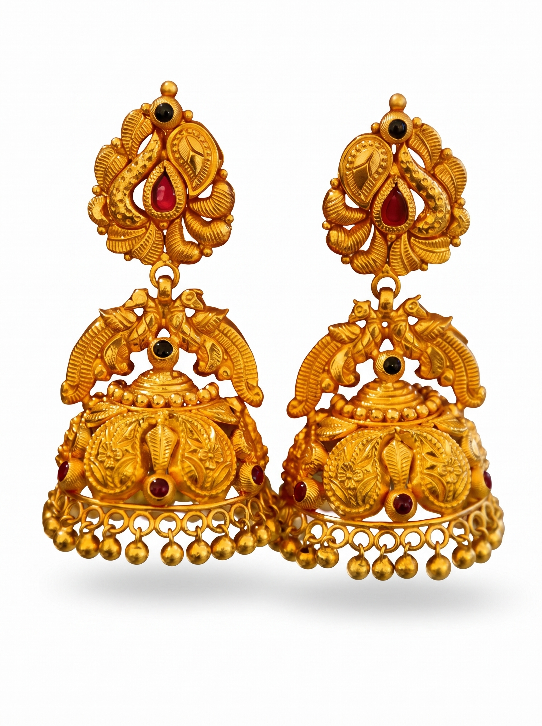 Ruby Studded Statement Jhumkas