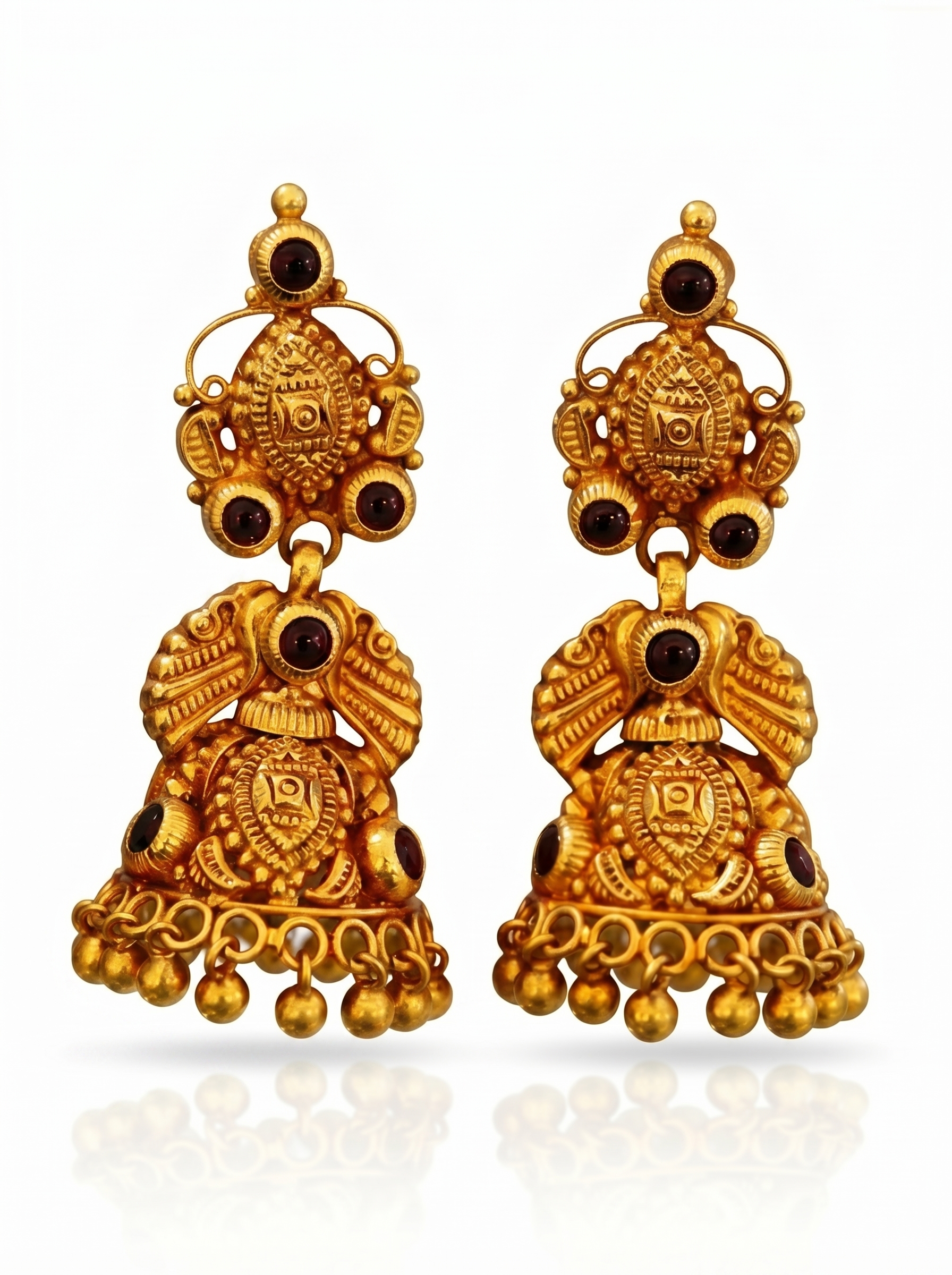 Ruby Studded Statement Jhumkas