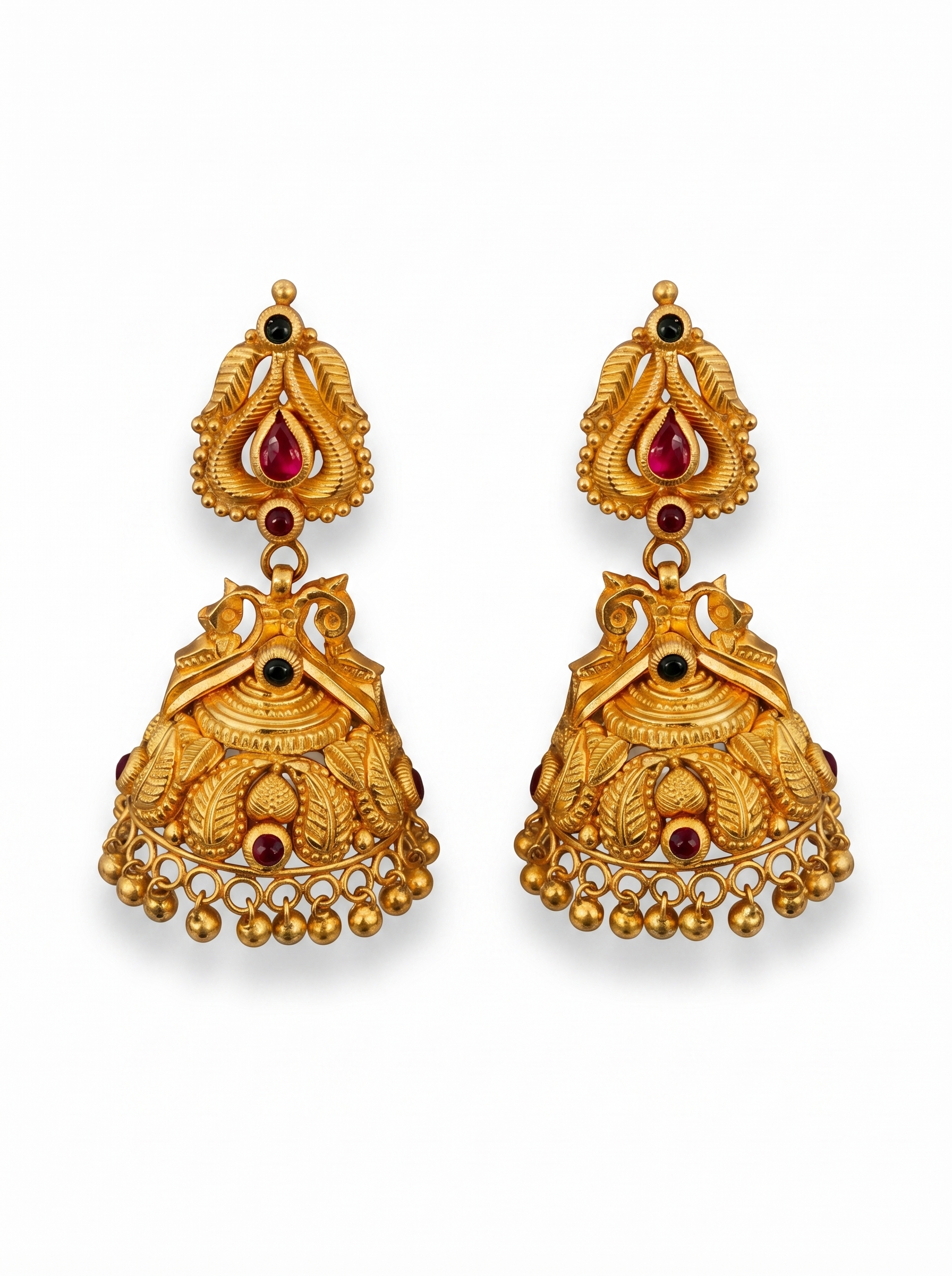 Ruby Studded Statement Jhumkas