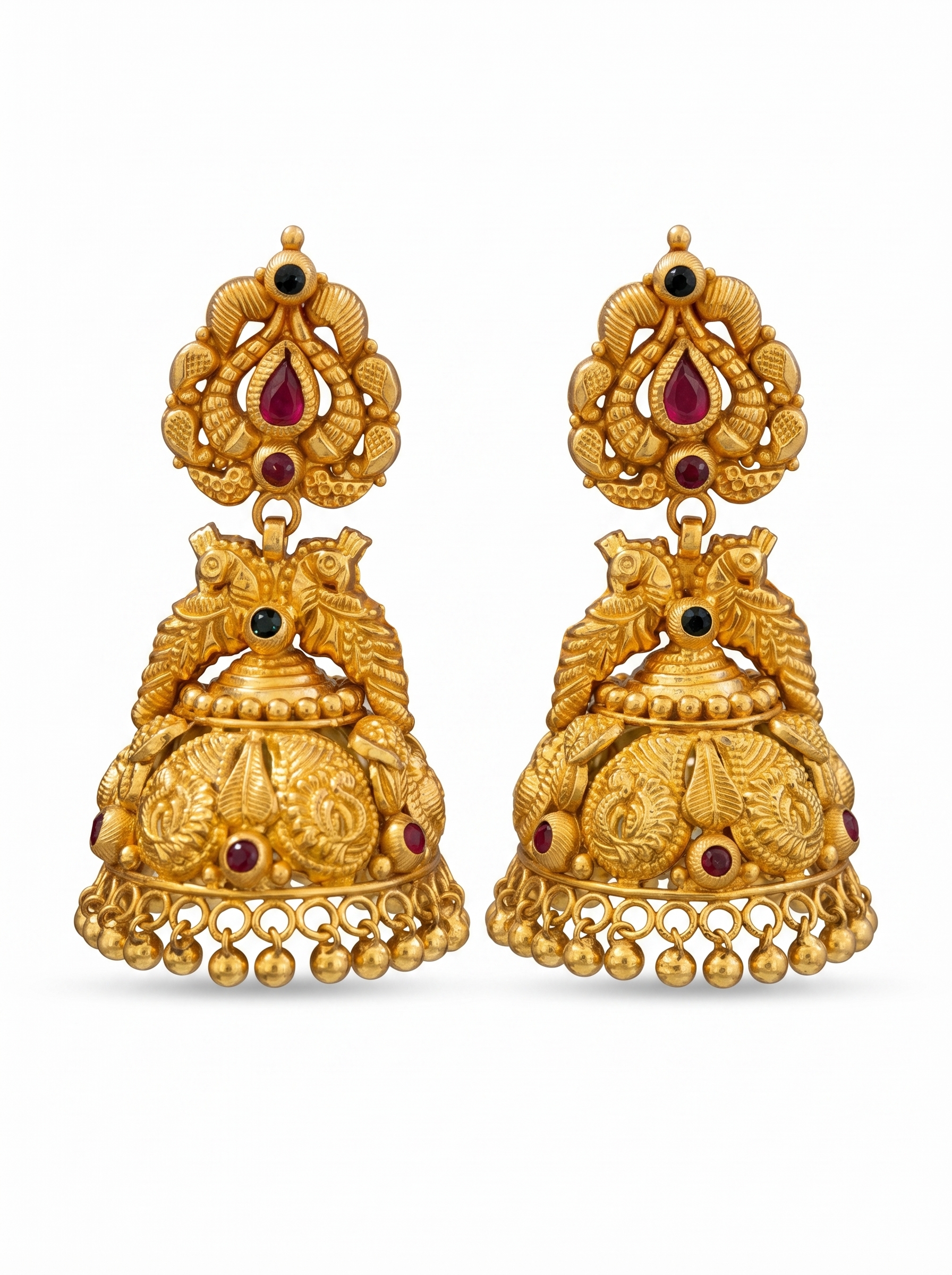 Ruby Studded Statement Jhumkas