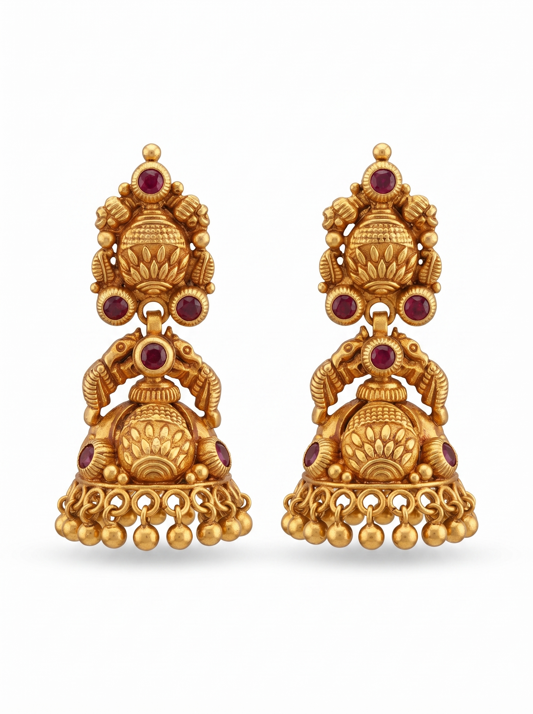 Ruby Studded Statement Jhumkas