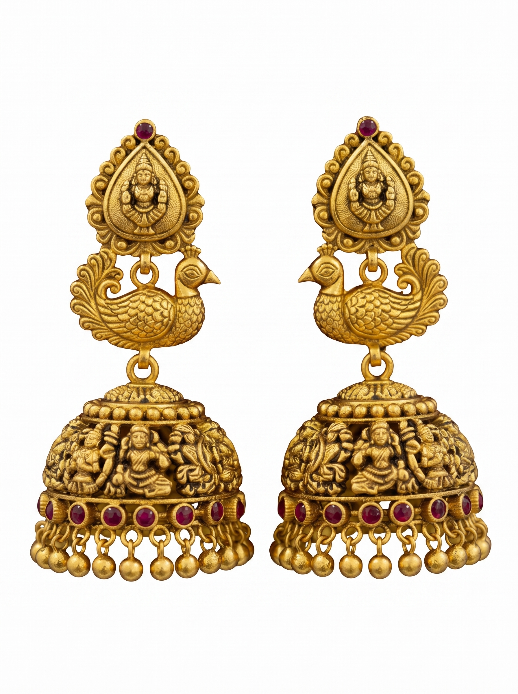 Ruby Studded Statement Jhumkas