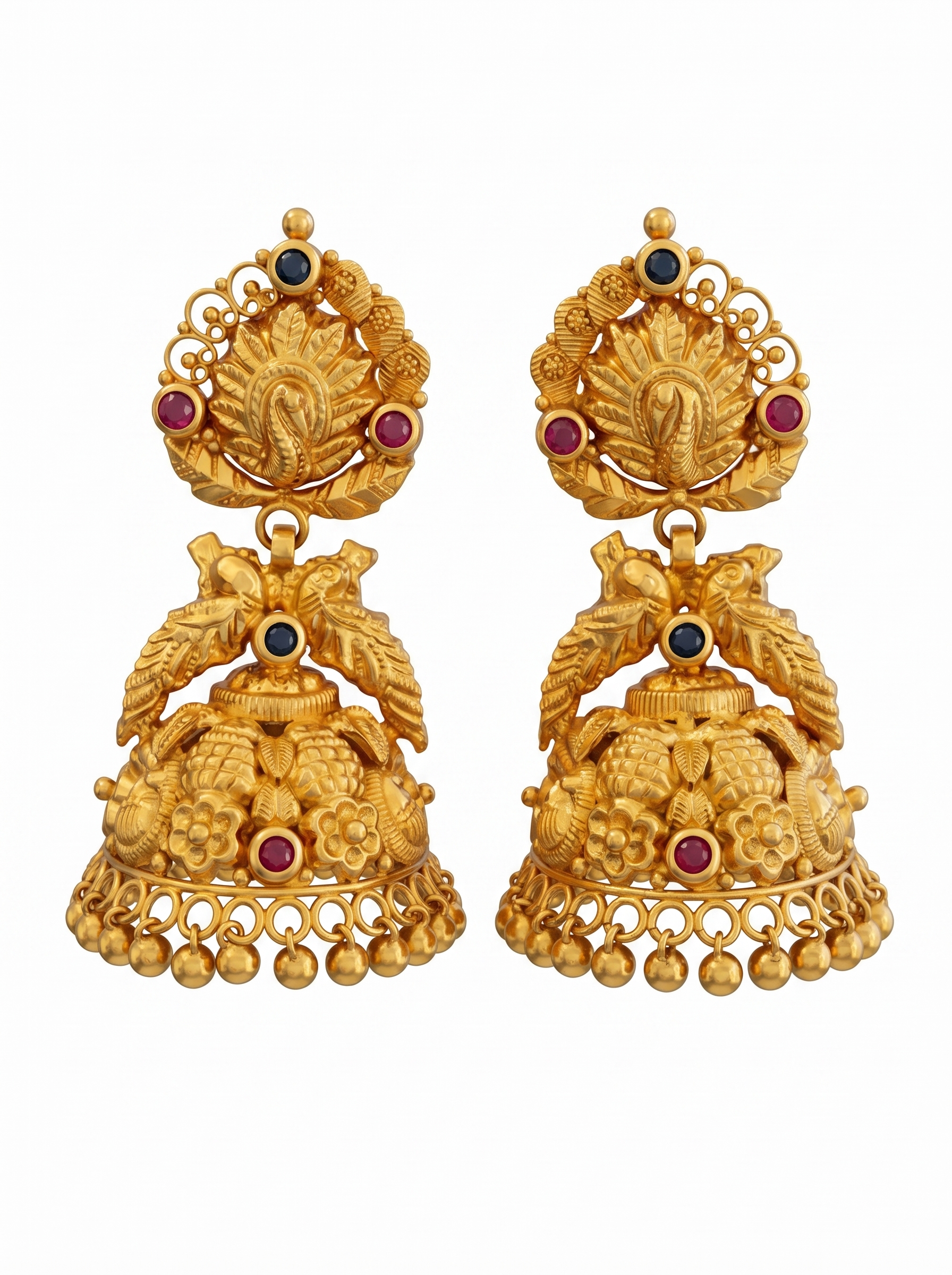 Ruby Studded Statement Jhumkas