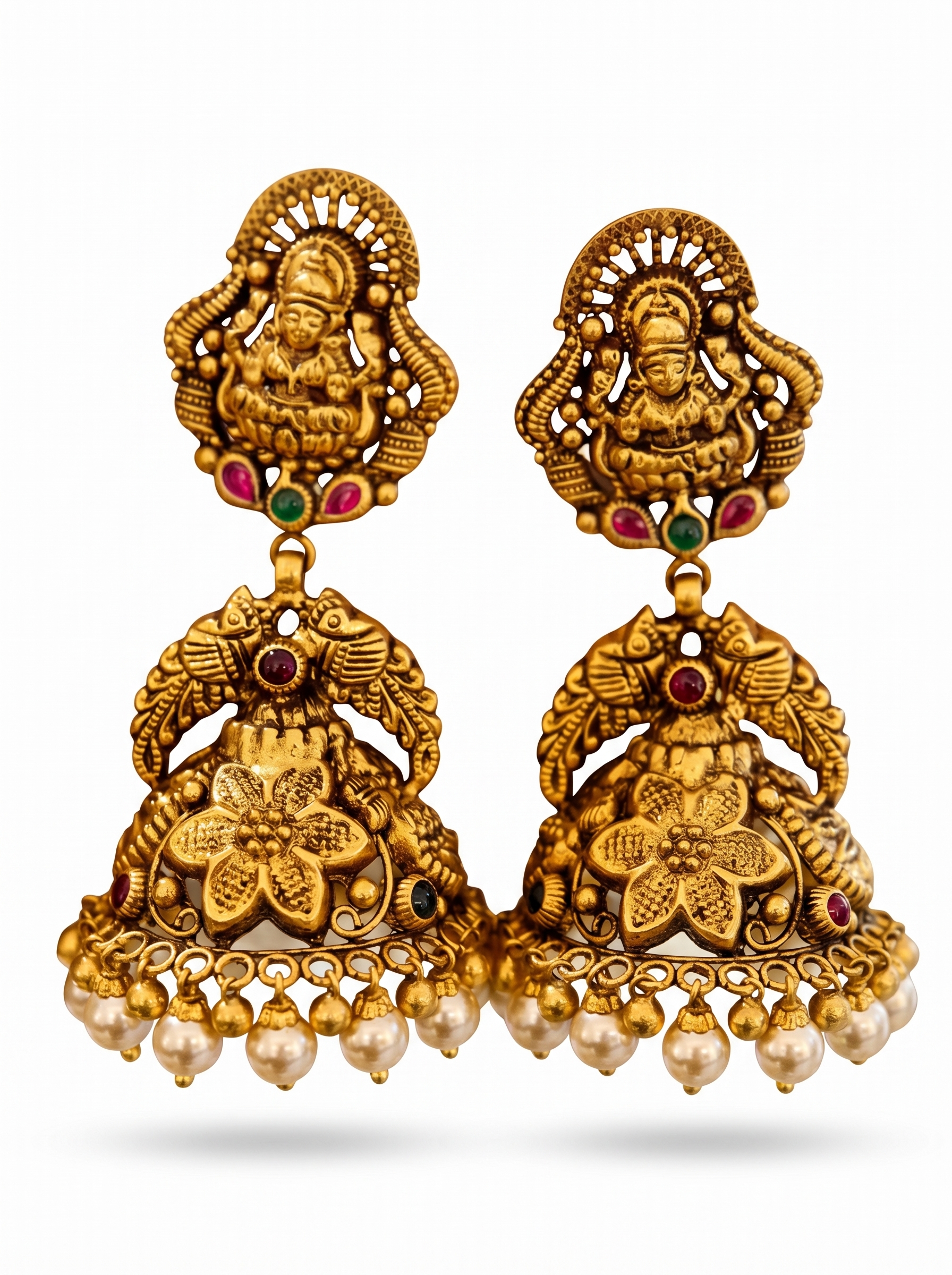 Ruby Studded Statement Jhumkas